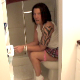 A girl with tattoos takes a noisy, wet dump on the toilet - complete with farting sounds and some peeing. Lots of grunting and sighing!